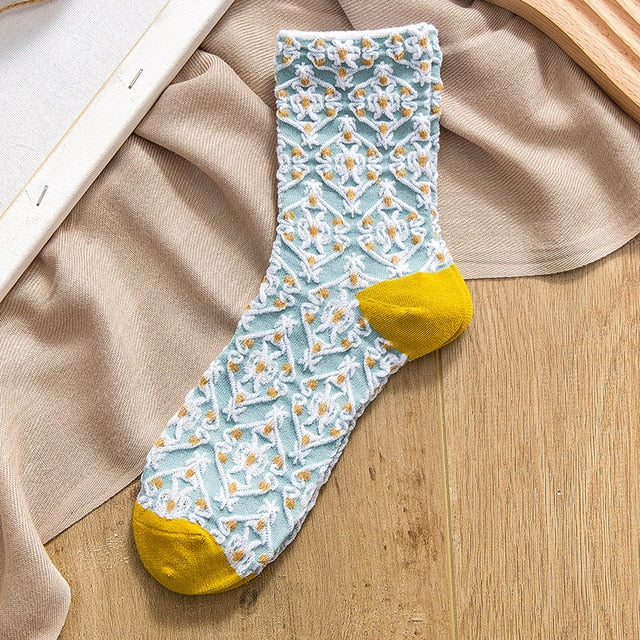 Embossed Flower Design Socks