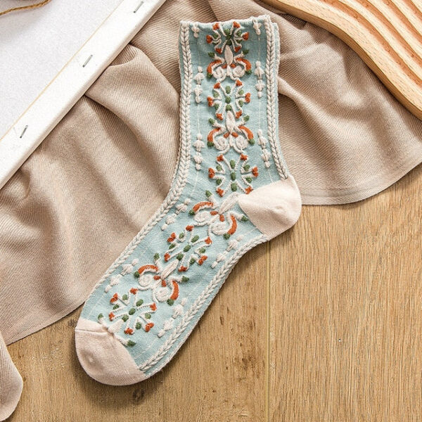 Embossed Flower Design Socks