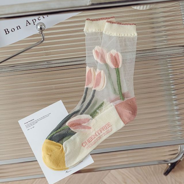 Transparent Flowers Socks