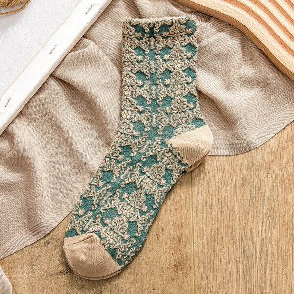 Embossed Flower Design Socks